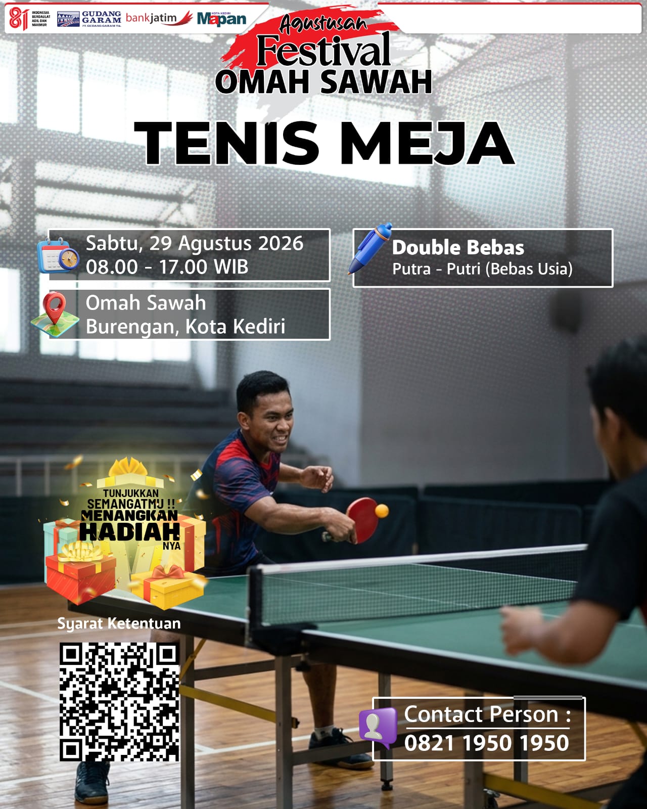 Yuk Ikuti! Lomba Pingpong di Festival Omah Sawah Total Hadiah 5 Juta, Berikut Syarat dan Ketentuannya